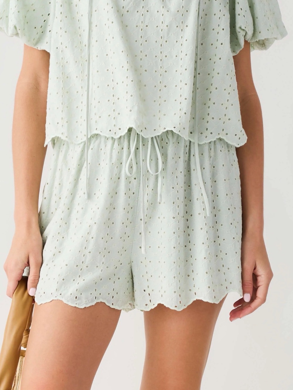 Mable Eyelet Lace Shorts Mint Size L